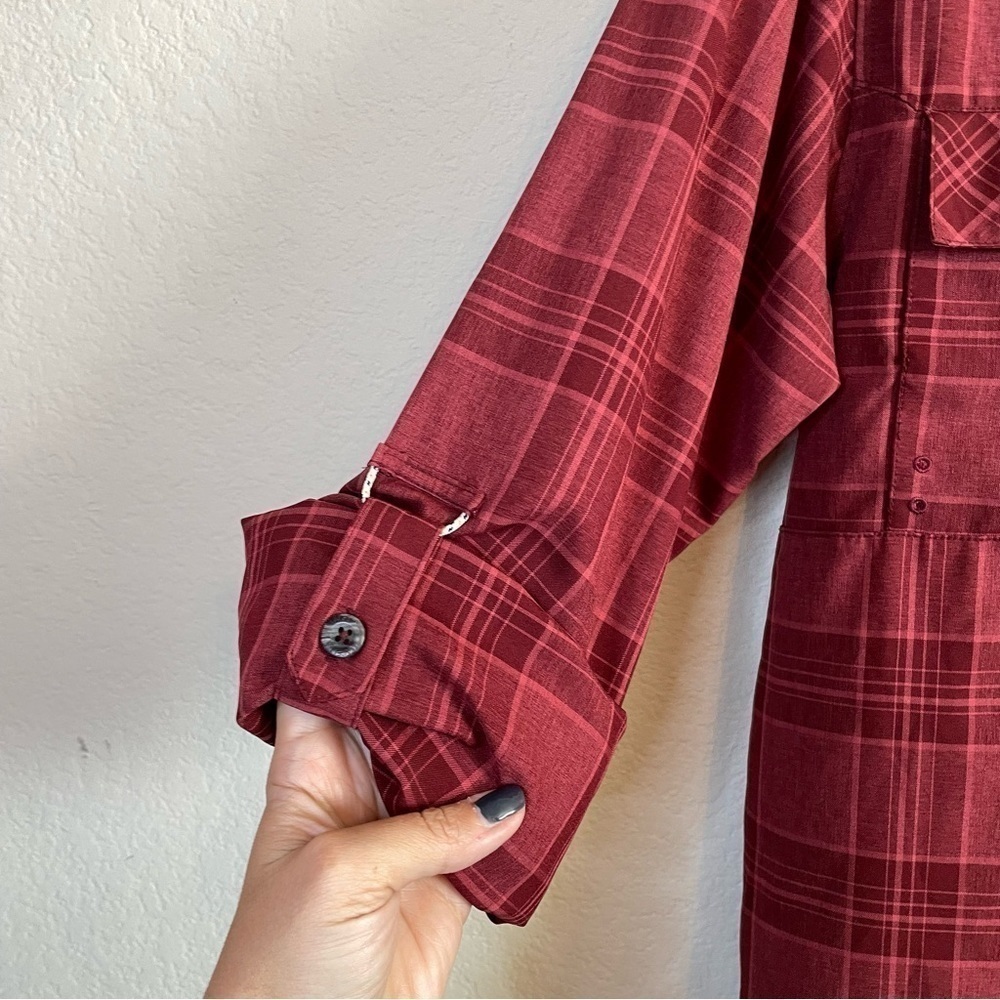Magellan Outdoor Red Plaid Long Sleeve Button Front Barton Creek Shirt Sze Small - Picture 3 of 10